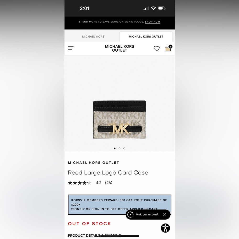 Michael Kors Black and Cream Logo Card Case🖤Sold out at Michael Kors - Picture 2 of 4